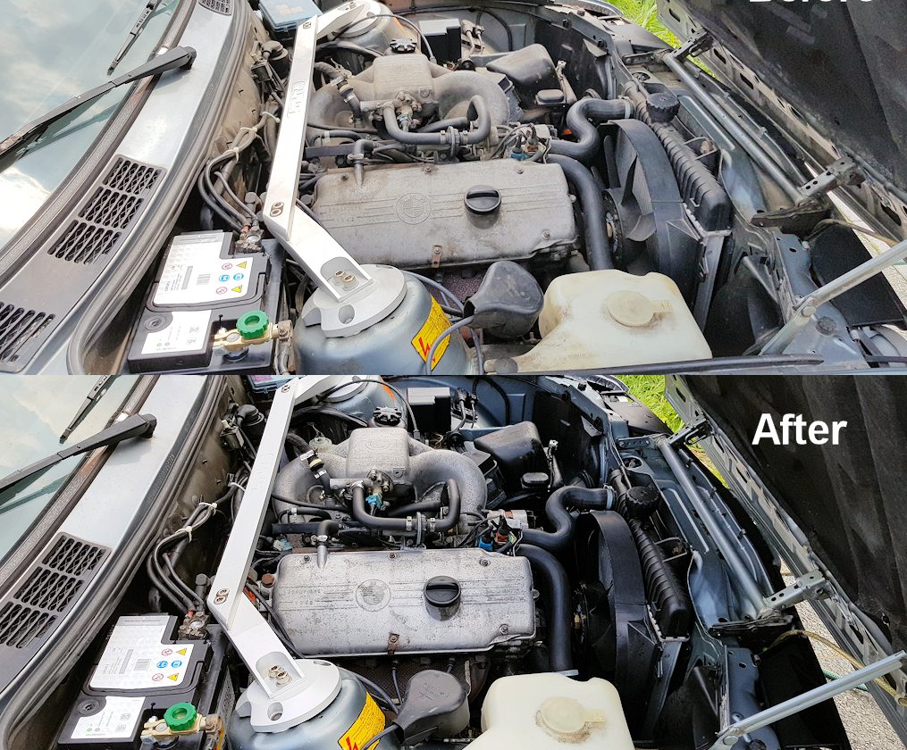 Clubauto: motorruimte poetsen